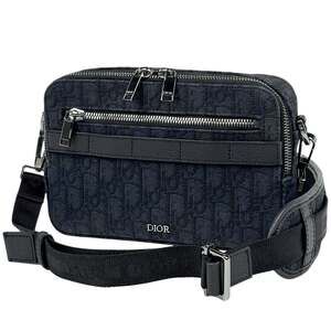 CHRISTIAN DIOR Black Canvas Trotter Shoulder Bag